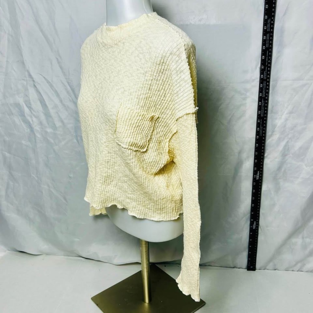 By Together + Collection*Cream Ribbed Mock Neck*Long Sleeve Sweater* Size M - Picture 6 of 10